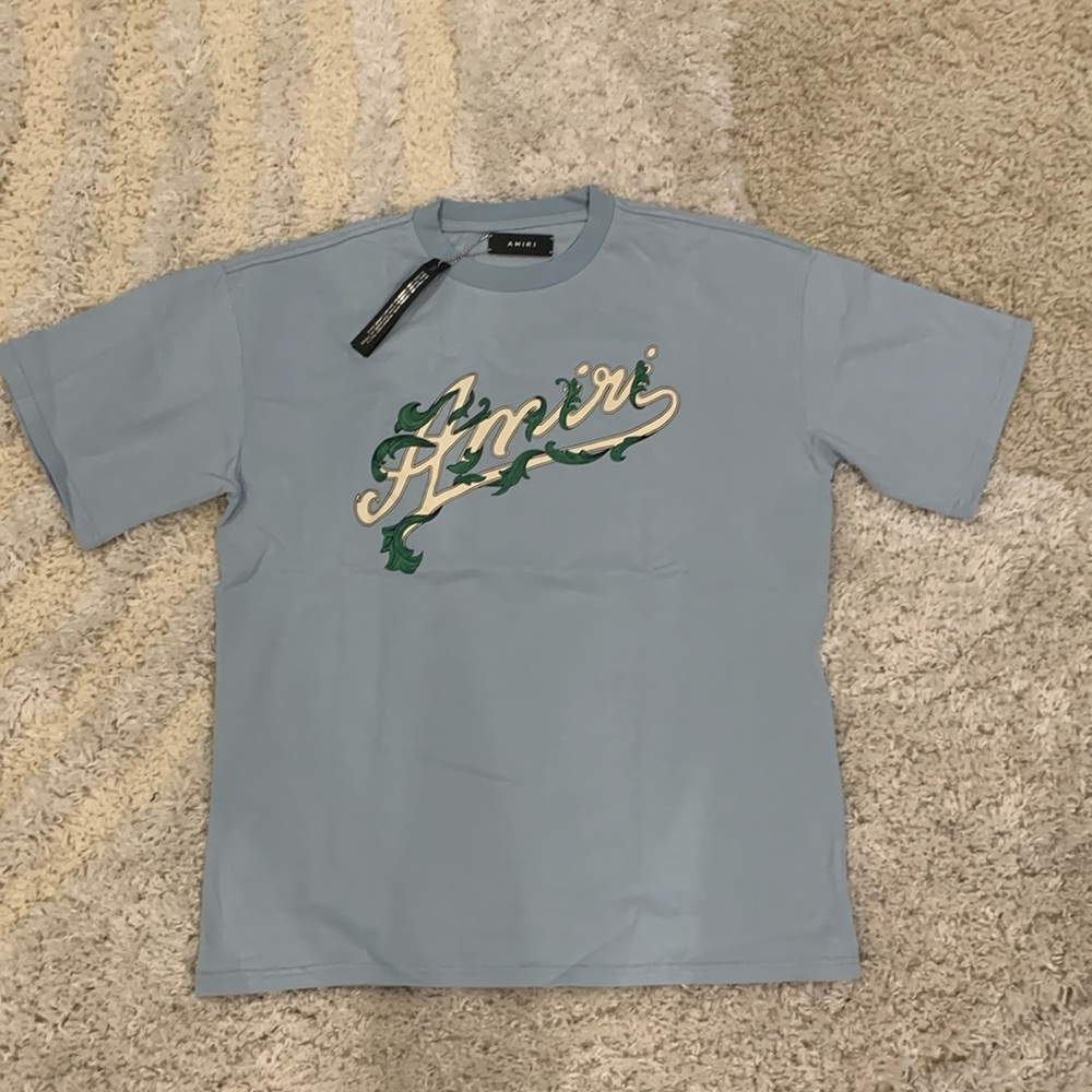 Amiri blue T-Shirt White Vines Logo Men’s size Large